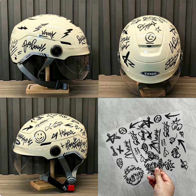 Scooter Helmet Set - Conjunto de 2 Adesivos Punk Graffiti